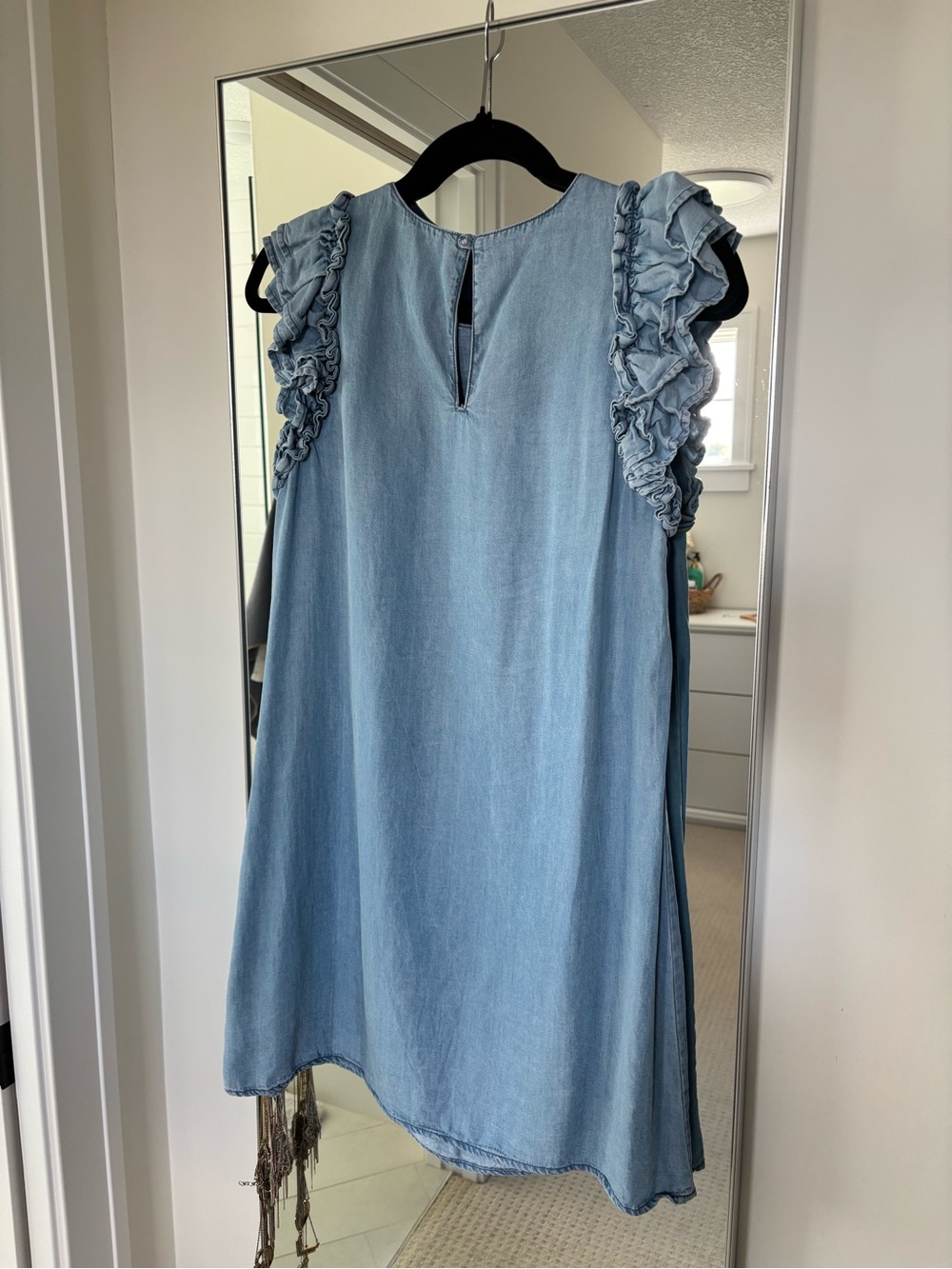 Light Blue Ruffle Sleeve Women’s Dress - Picture 2 of 3